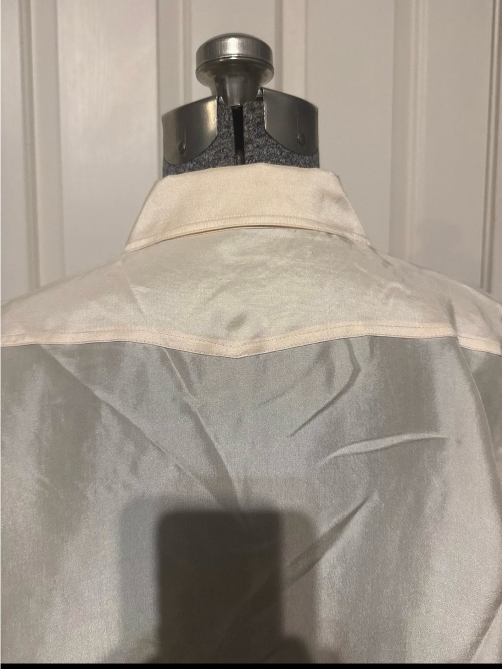 Ralph Lauren Cream Satin Button-Front Blouse - Picture 6 of 6